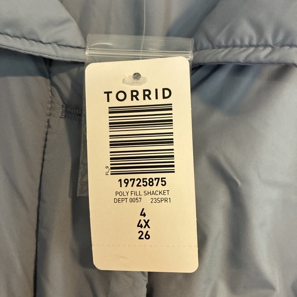 Torrid Womens Lightweight Light Puffed Jacket Shacket Blue Plus in Size 4X NWT - Picture 2 of 7